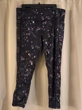 Women’s Athlux Black and Purple Patterned Leggings